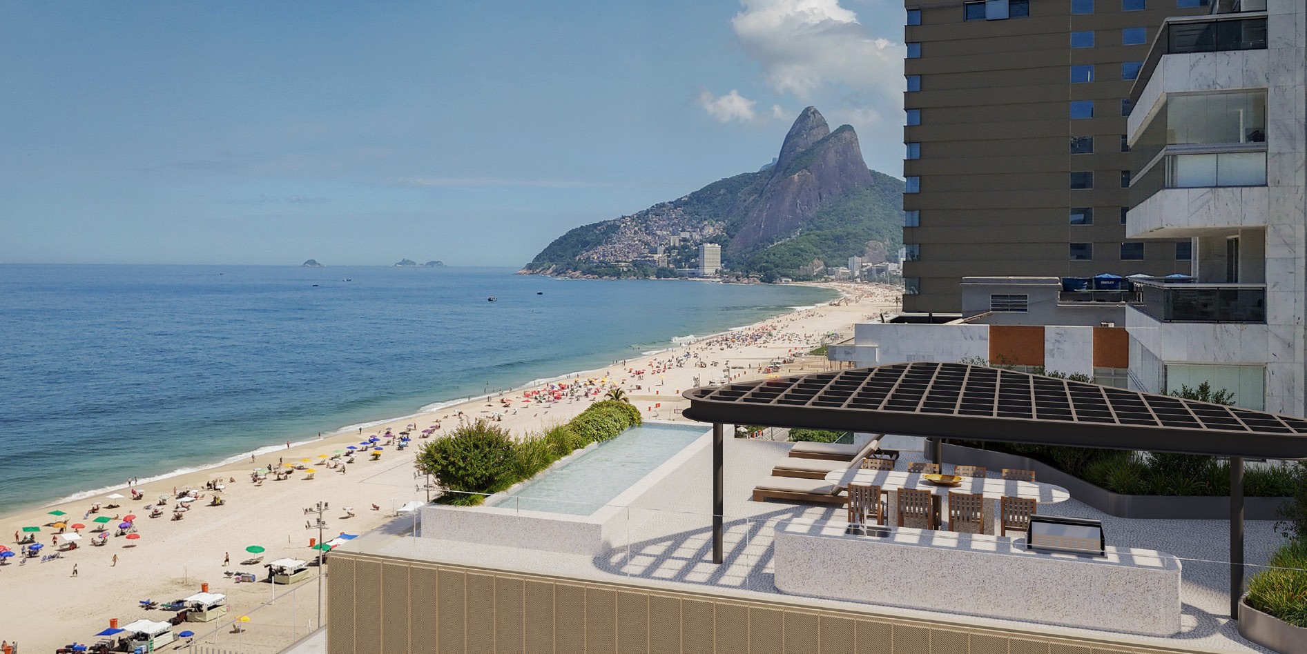 Terraço da penthouse 901 com piscina e vista para Ipanema